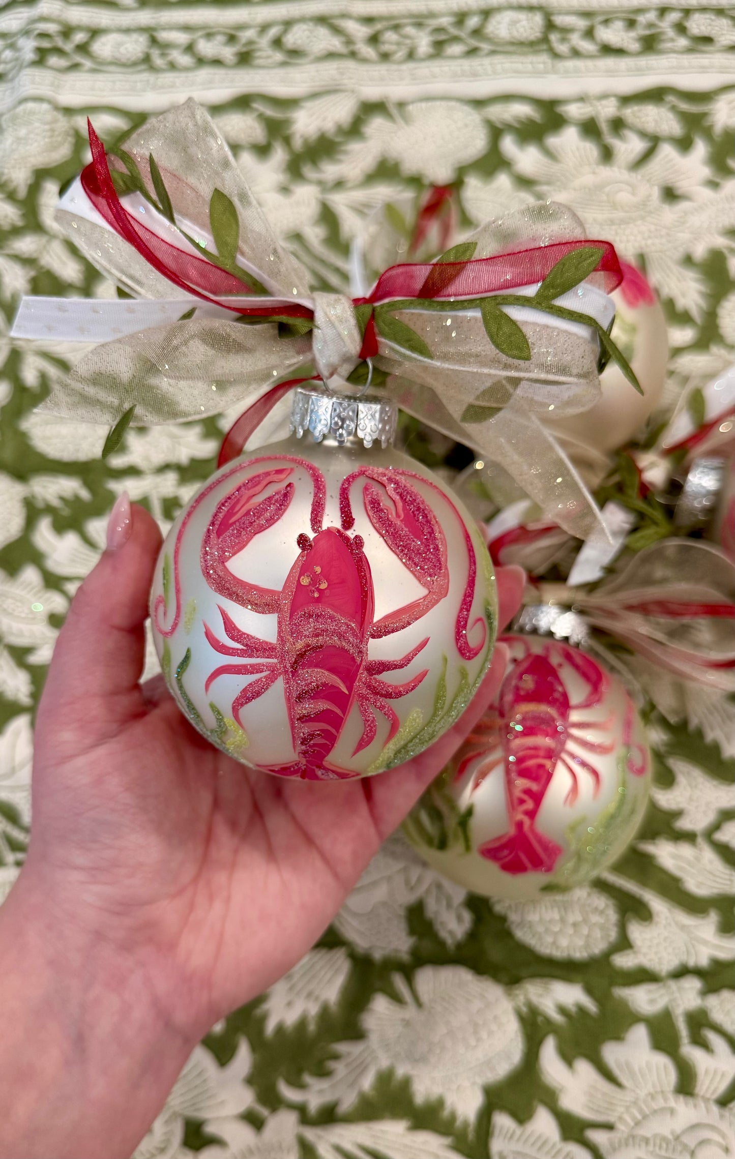 Lobster Hand-Painted Glass Ornament