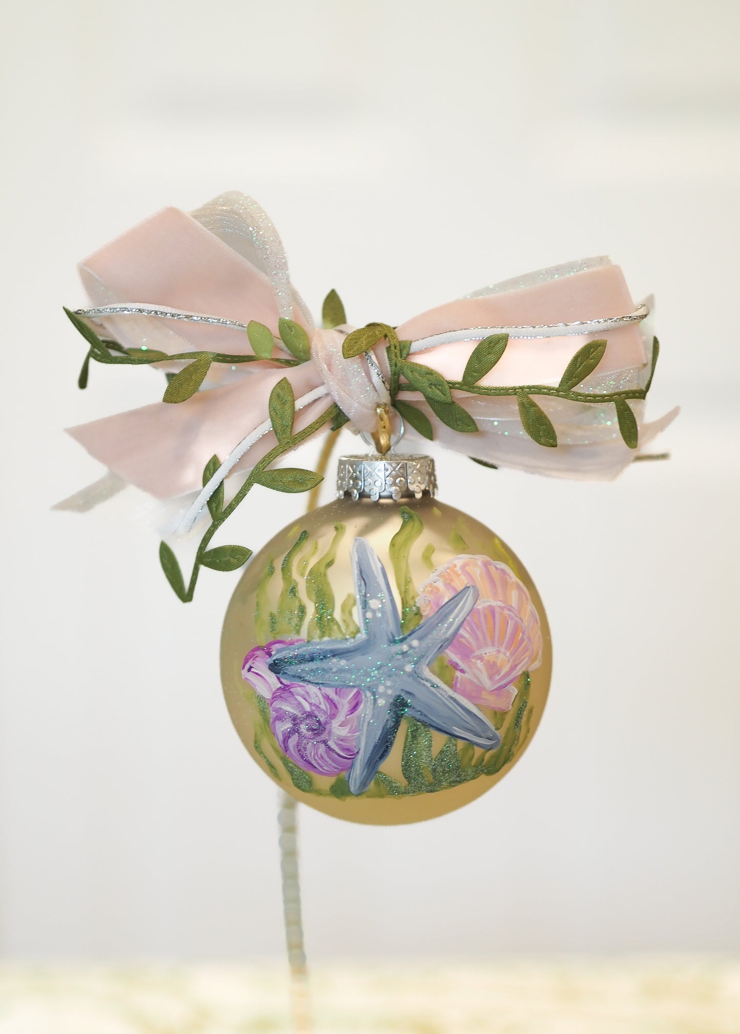 Multi Seashell Hand-Painted Glass Ornament