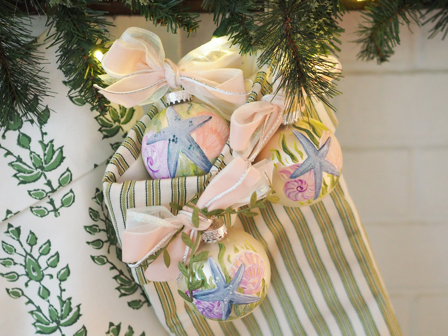 Multi Seashell Hand-Painted Glass Ornament