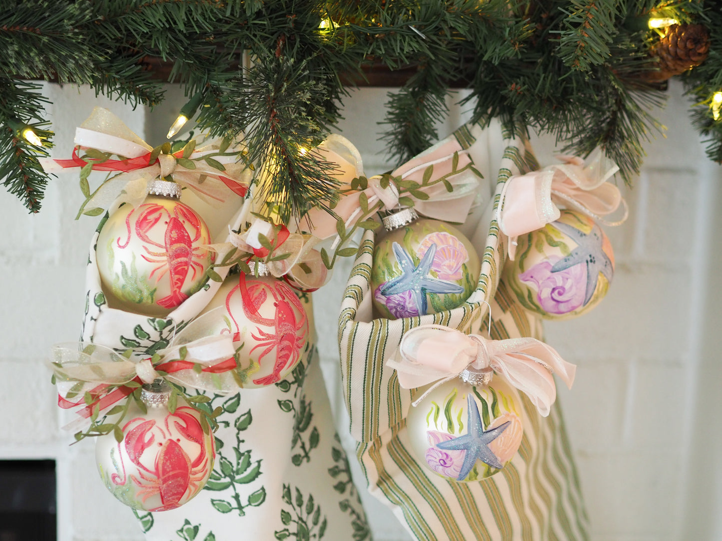 Multi Seashell Hand-Painted Glass Ornament