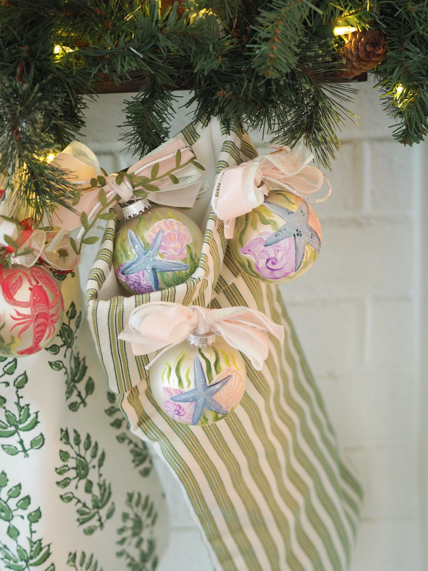 Multi Seashell Hand-Painted Glass Ornament