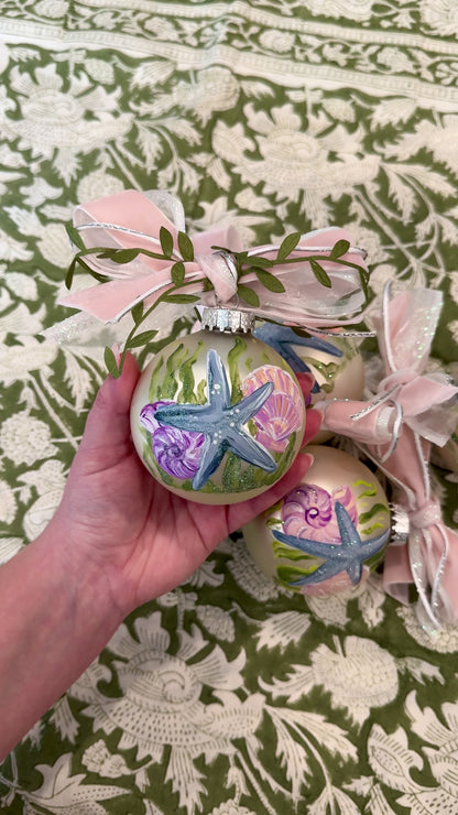 Multi Seashell Hand-Painted Glass Ornament